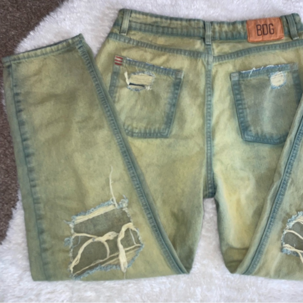 BDG pegged cowboy straight relaxed jeans in washed dye green - Picture 4 of 5